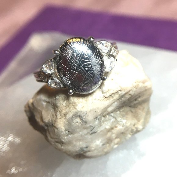 RARE Meteorite Cabochon Ring .925 Silver, Size 6, Genuine Muonionalusta - Picture 6 of 16
